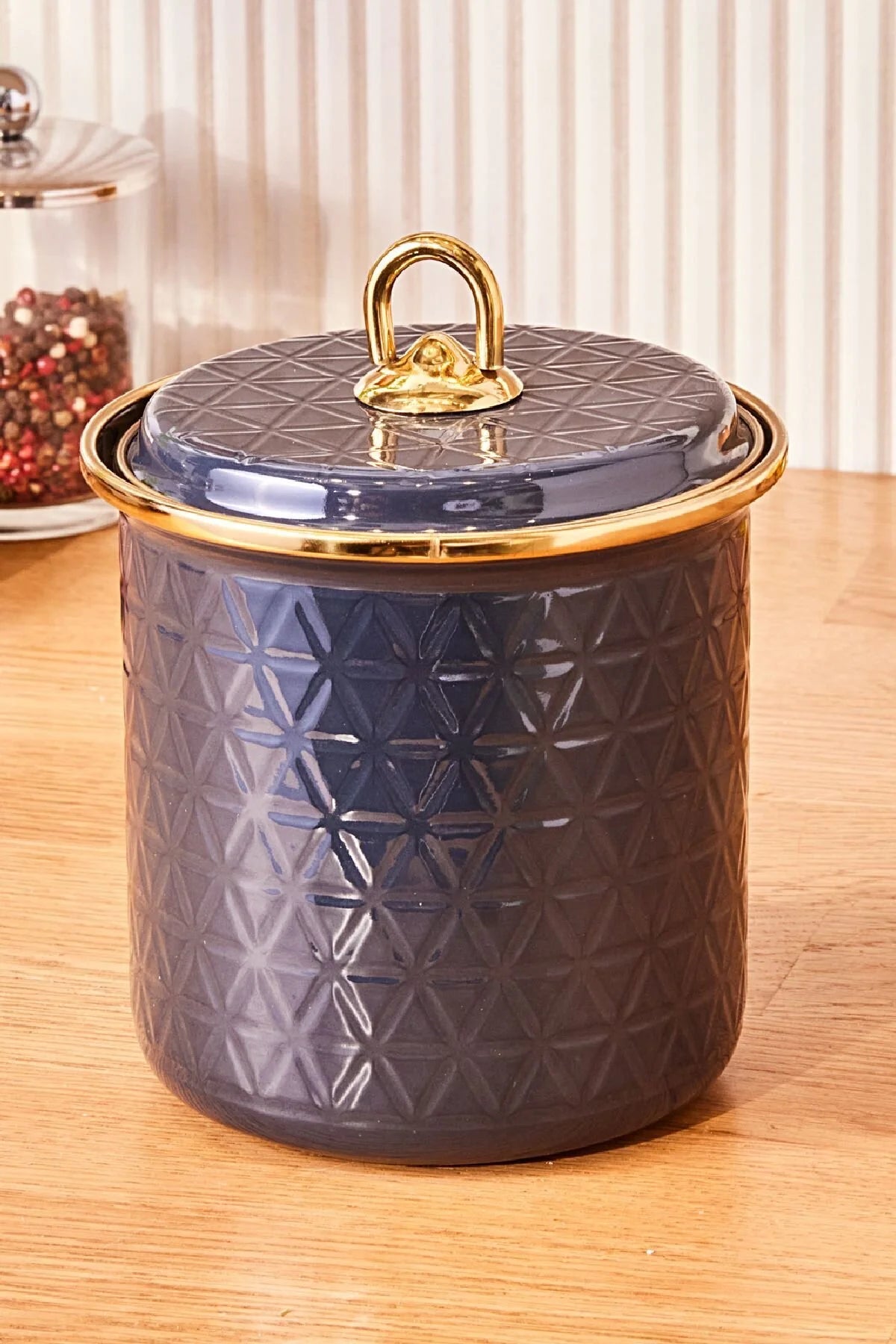 KARACA KRISTAL EMAYE KAVANOZ LACIVERT