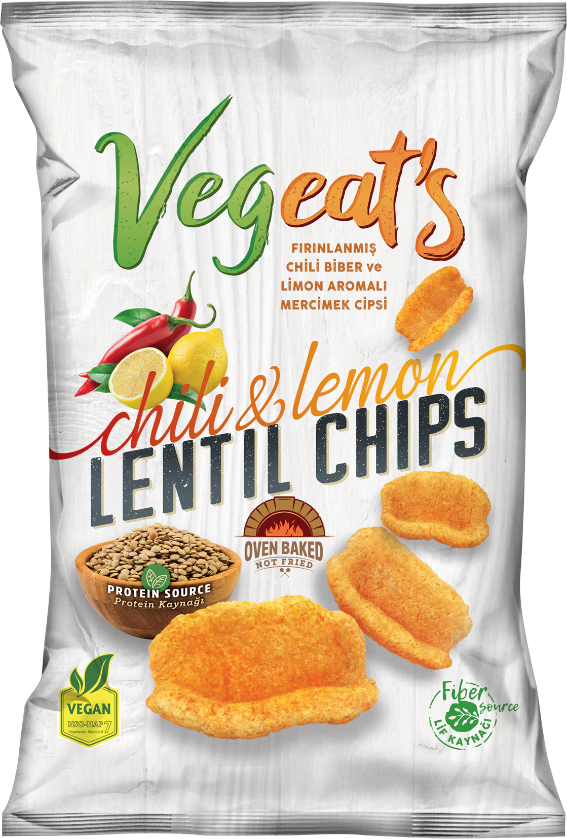 HEALTHY LIFE VEGEATS CHILI VE LIMONLU MERCIMEK CIPS Chili & Lime Lentil Chips 50g
