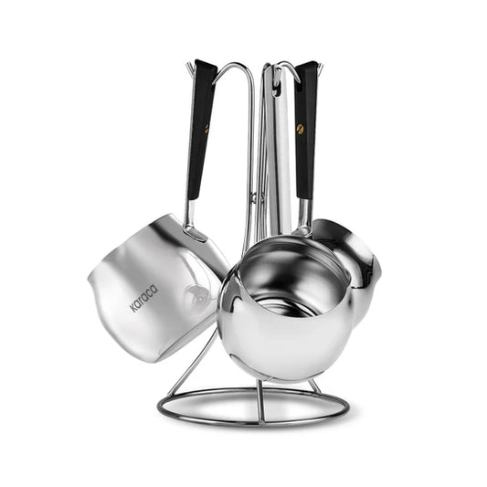 KARACA REVNA 3LU CEZVE TAKIMI SIYAH Turkish Coffee Pot Set Black