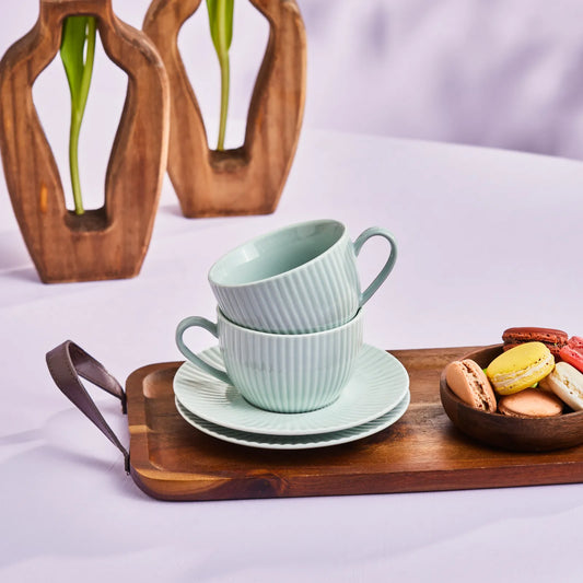 KARACA SEASHELL 2 KISILIK CAY FINCANI YESIL Tea Cup Set for 2 Green