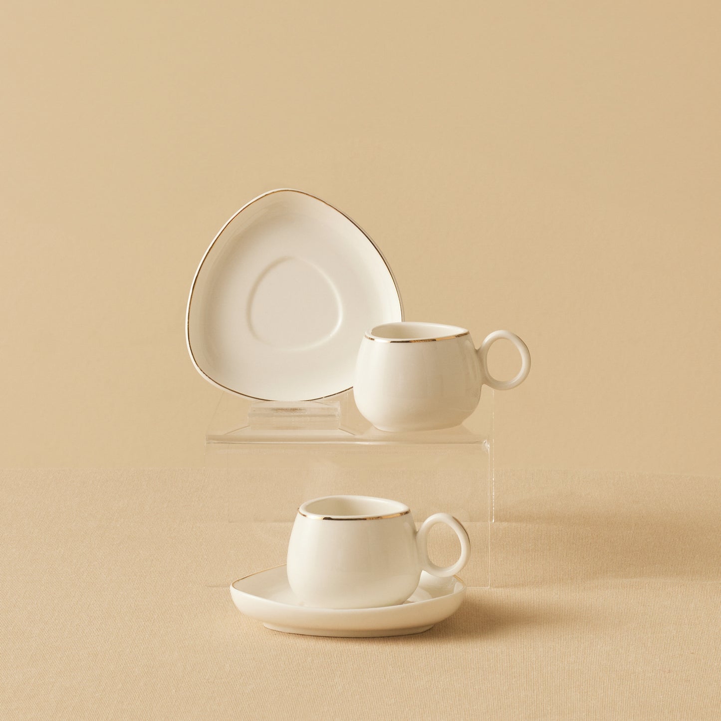 KARACA STREAMLINE TRIBE 2 KISILIK KAHVE SETI COFFEE SET BEYAZ GOLD