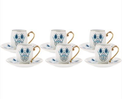 KARACA Coffee Cups for 6 IZNIK 6 KISILIK KAHVE BARDAGI