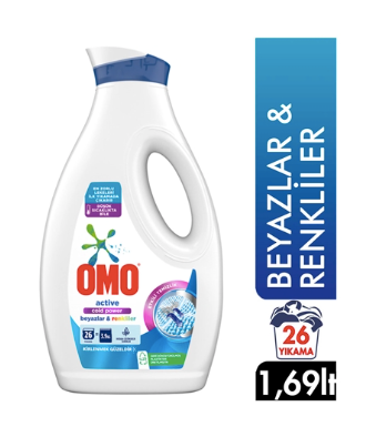 OMO SIVI ÇAMAŞIR DETERJANI BEYAZ VE RENKLİ Sıvı Deterjan Aktif Beyaz ve Renkliler - 1.69L