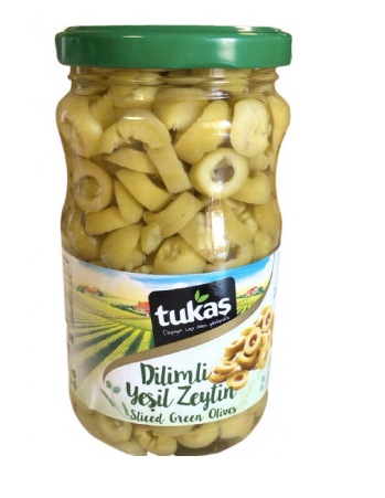 TUKAS SLICED GREEN OLIVES (DILIMLENMIS YESIL ZEYTIN) - 175 gr