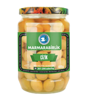 MB YESIL CIZIK 4XL CAM Scratched Green Olives Jar 400g