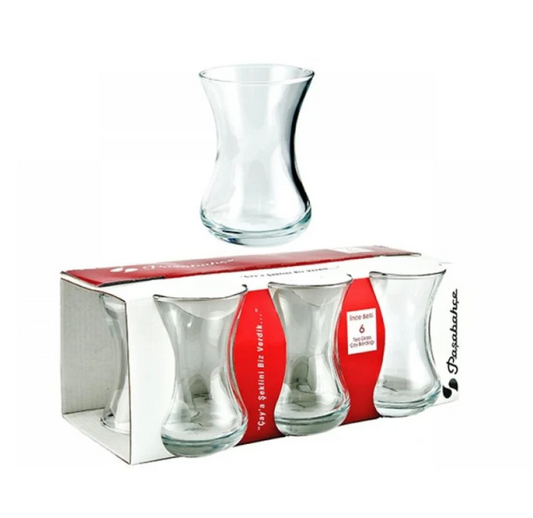 PASABAHCE INCE BELLI CAY BARDAGI 6LI Tea Glass Set 6 Pieces