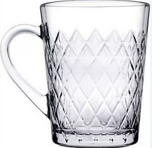 PASABAHCE KULPLU BARDAK RUBY 6LI Glass Mug Set 6 Pieces