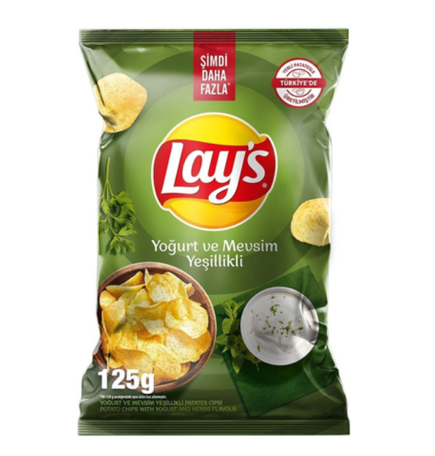 LAYS YOGURTLU MEVSIM YESILLIKLI CIPS Yogurt and Seasonal Greens Chips 125g