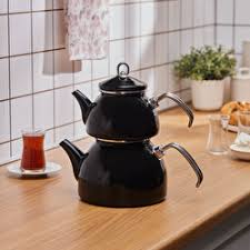 KARACA LORETO EMAYE ÇAYDANLIK TAKIMI TEAPOT, SİYAH