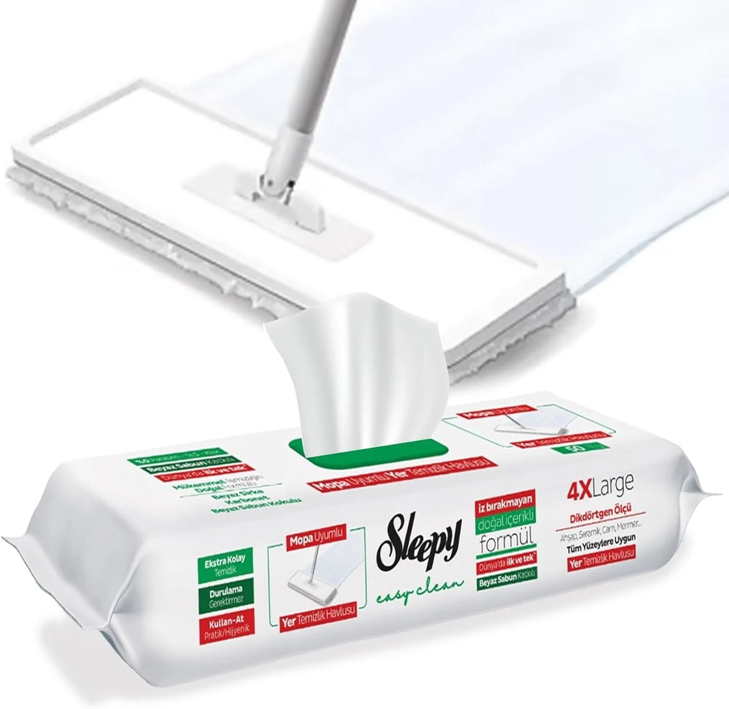 SLEEPY BEYAZ SABUN KARBONAT MOP UYUMLU YESIL BEYAZ 50li