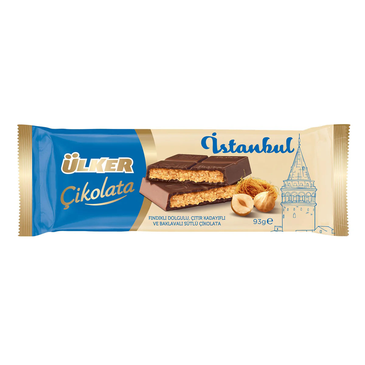 ULKER ISTANBUL CIKOLATASI FINDIKLI KADAYIFLI Istanbul Chocolate With Hazelnut And Kadaif 93g