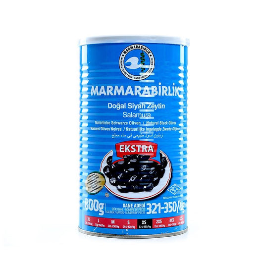 MB MAVI EKSTRA XS TENEKE Black Olives Tin 800g