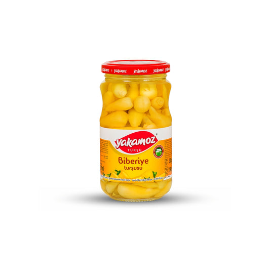 YAKAMOZ SARI BIBERIYE TURSUSU CAM Yellow Short Pepper Pickles Jar 720ml