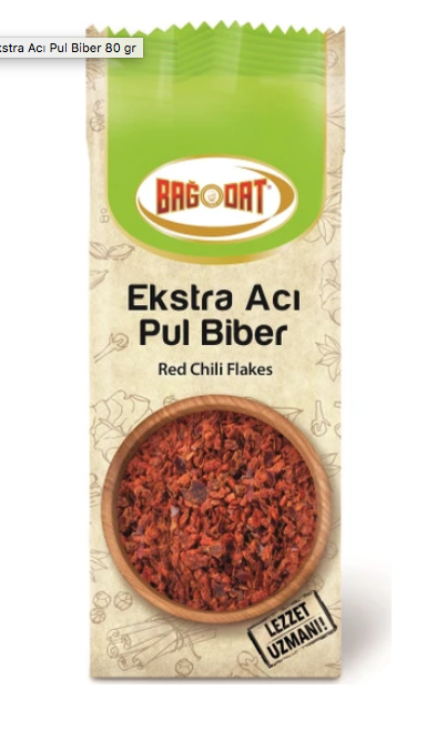 BAGDAT Extra Hot Red Pepper Flakes PUL BIBER EKSTRA ACILI 80g