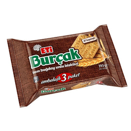 ETI BURCAK Whole Wheat Biscuit TAM BUGDAYLI BISKUVI 131g x 3