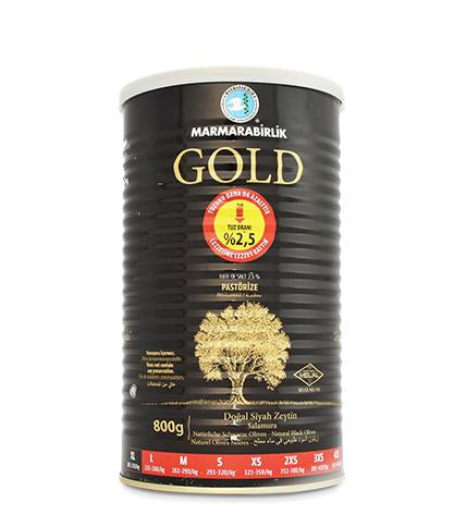 MB GOLD XL TENEKE Black Olives Tin 800g