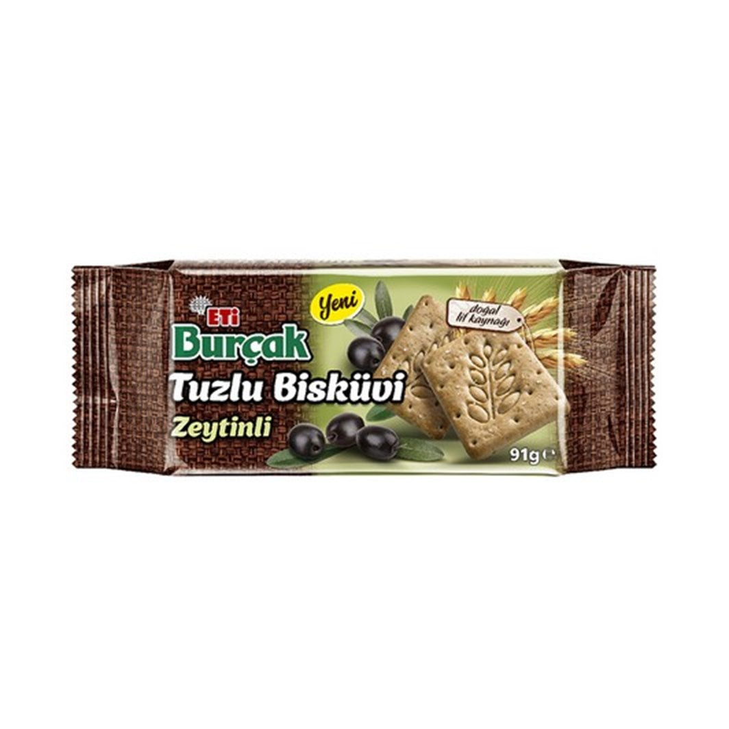 ETI BURCAK TUZLU ZEYTINLI BISKUVI Salty Olive Biscuit 91g