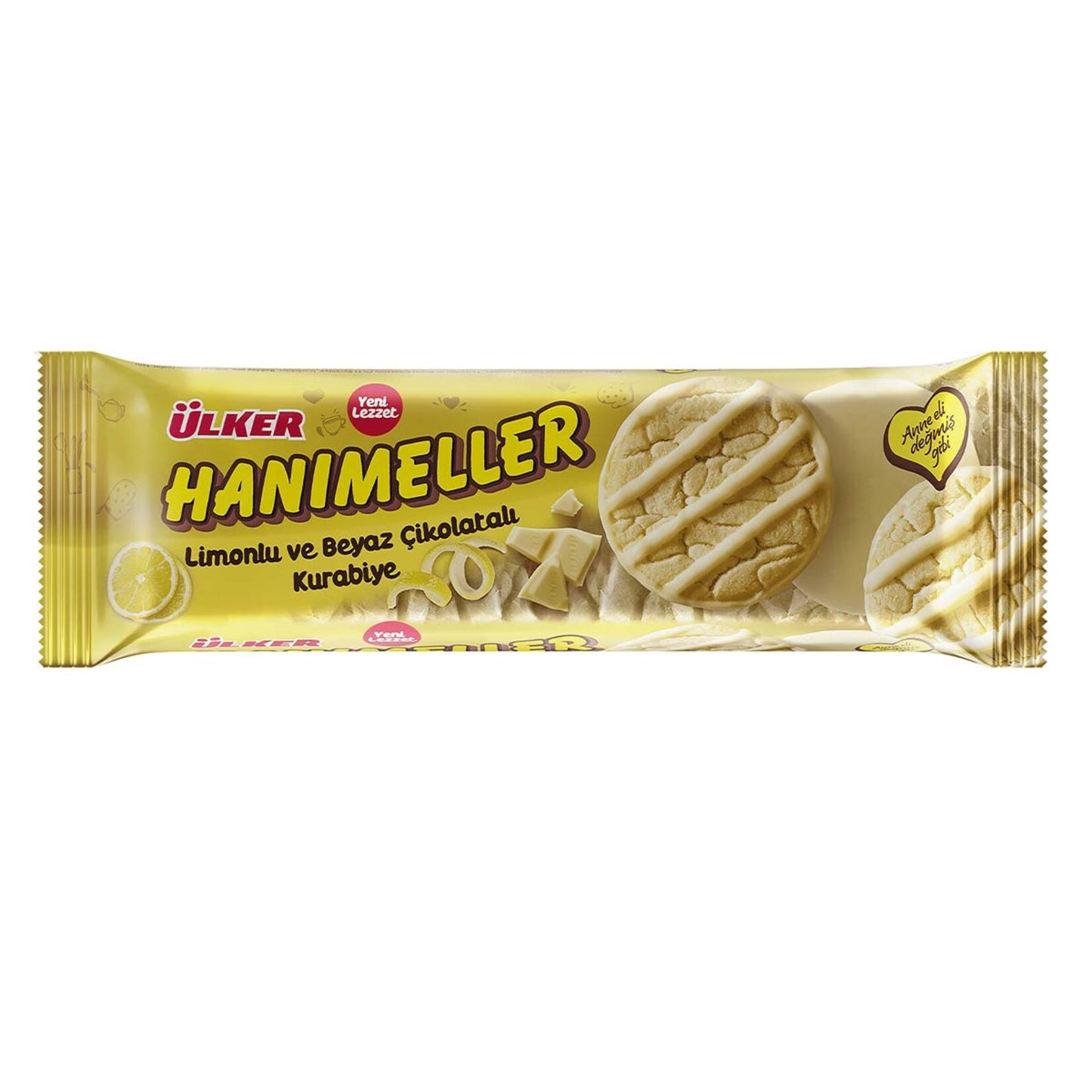 ÜLKER HANIMELLER LİMONLU VE BEYAZ ÇIKOLATALI KURABİYE Limonlu Beyaz Çikolatalı Kurabiye 138gr