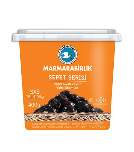 MARMARABIRLIK 3XS Black Olives SEPET SERISI SIYAH ZEYTIN 3XS 400g