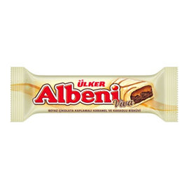 ULKER ALBENI VIVA White Chocolate Coated Caramel and Biscuit Bar BEYAZ CIKOLATALI KARAMEL KAPLAMALI 36g