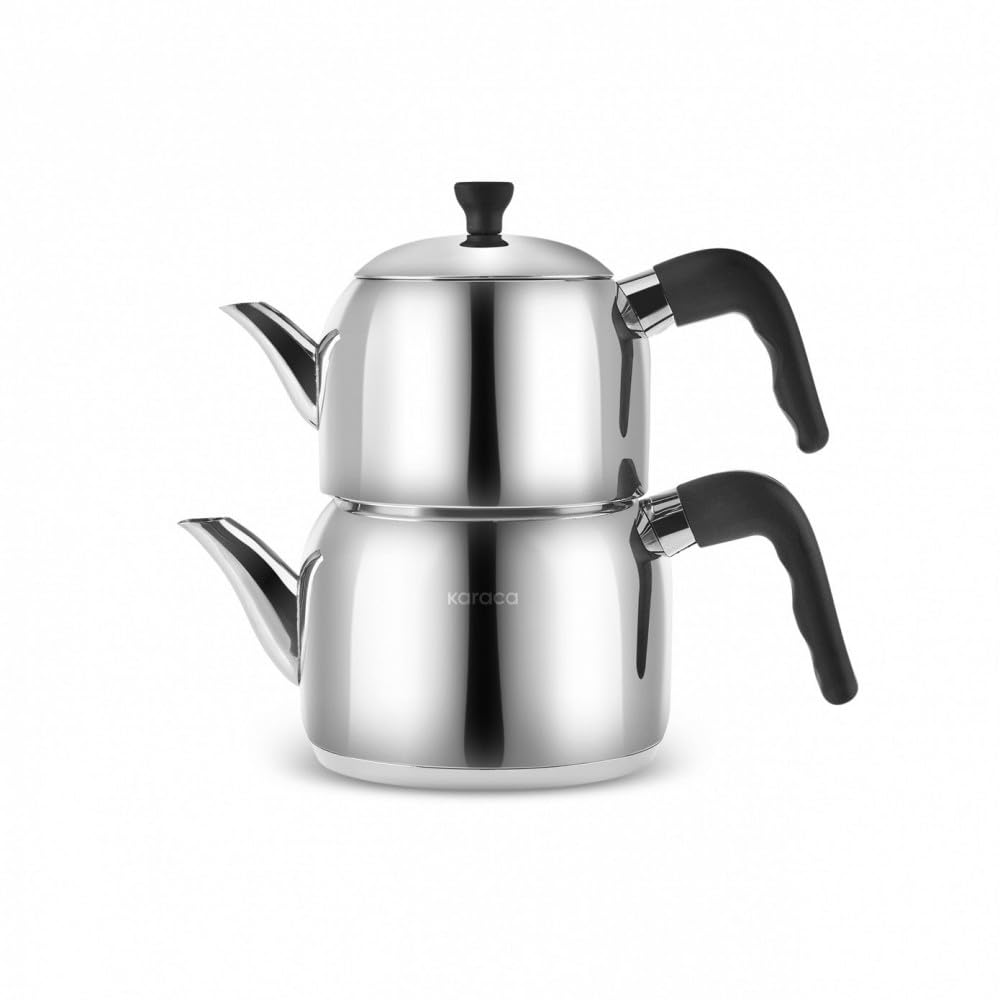 KARACA NERO CAYDANLIK TAKIMI BUYUK BOY SIYAH Tea Pot Set Large Black