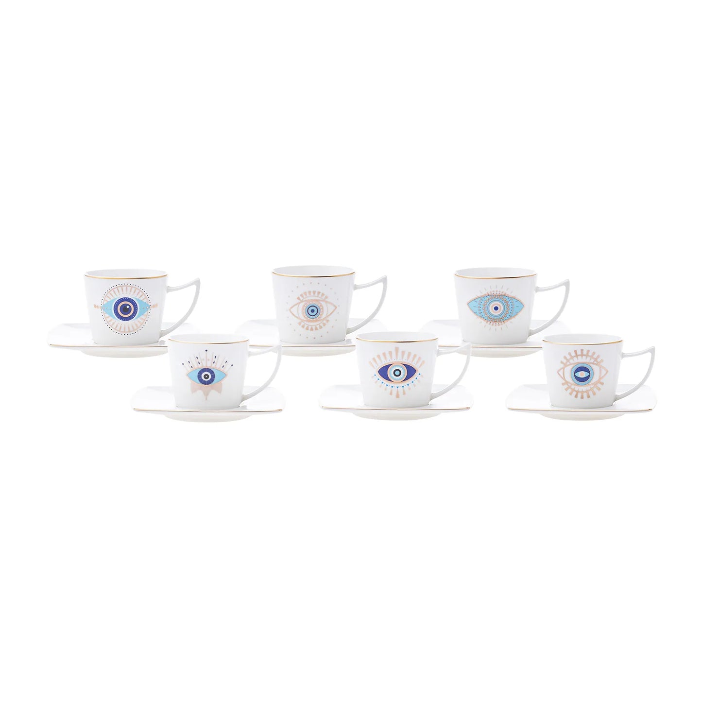 KARACA EYE 6 KISILIK KAHVE FINCANI BEYAZ Coffee Cup Set 6 White