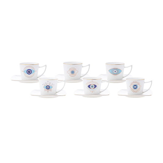 KARACA EYE 6 KISILIK KAHVE FINCANI BEYAZ Coffee Cup Set 6 White