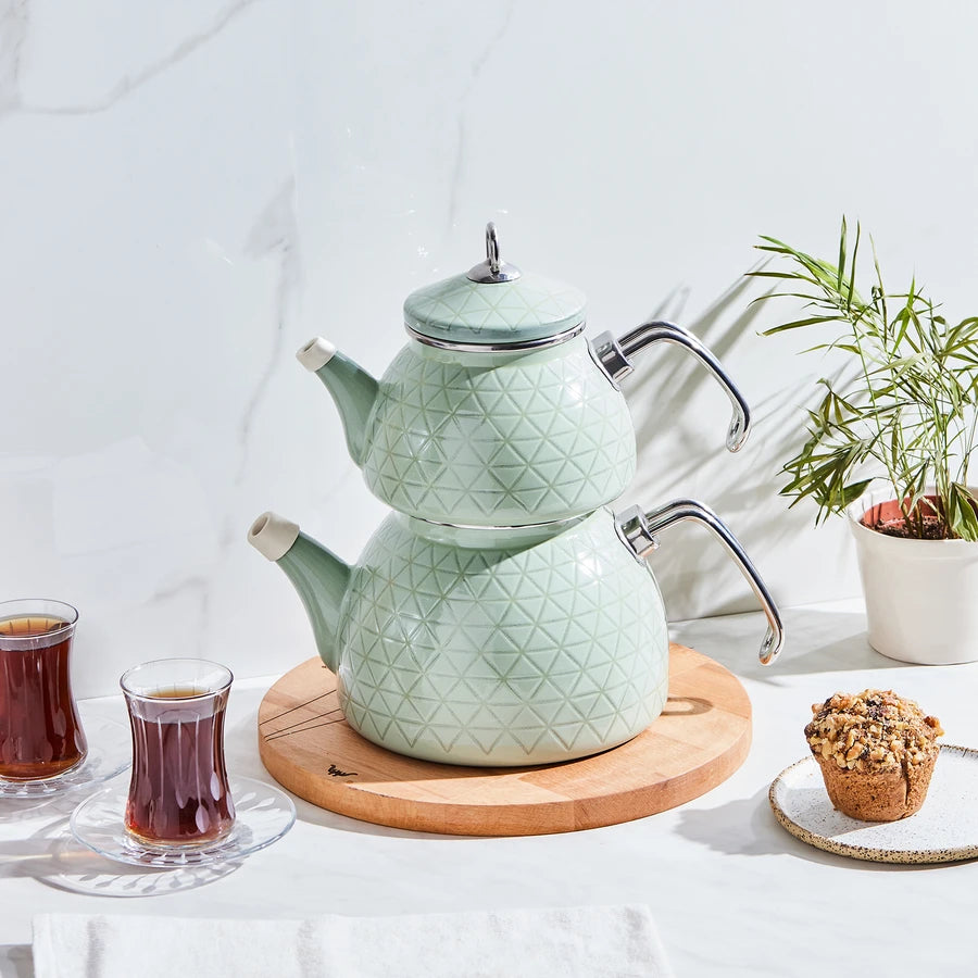 KARACA KRISTAL EMAYE CAYDANLIK YESIL Tea Pot Green