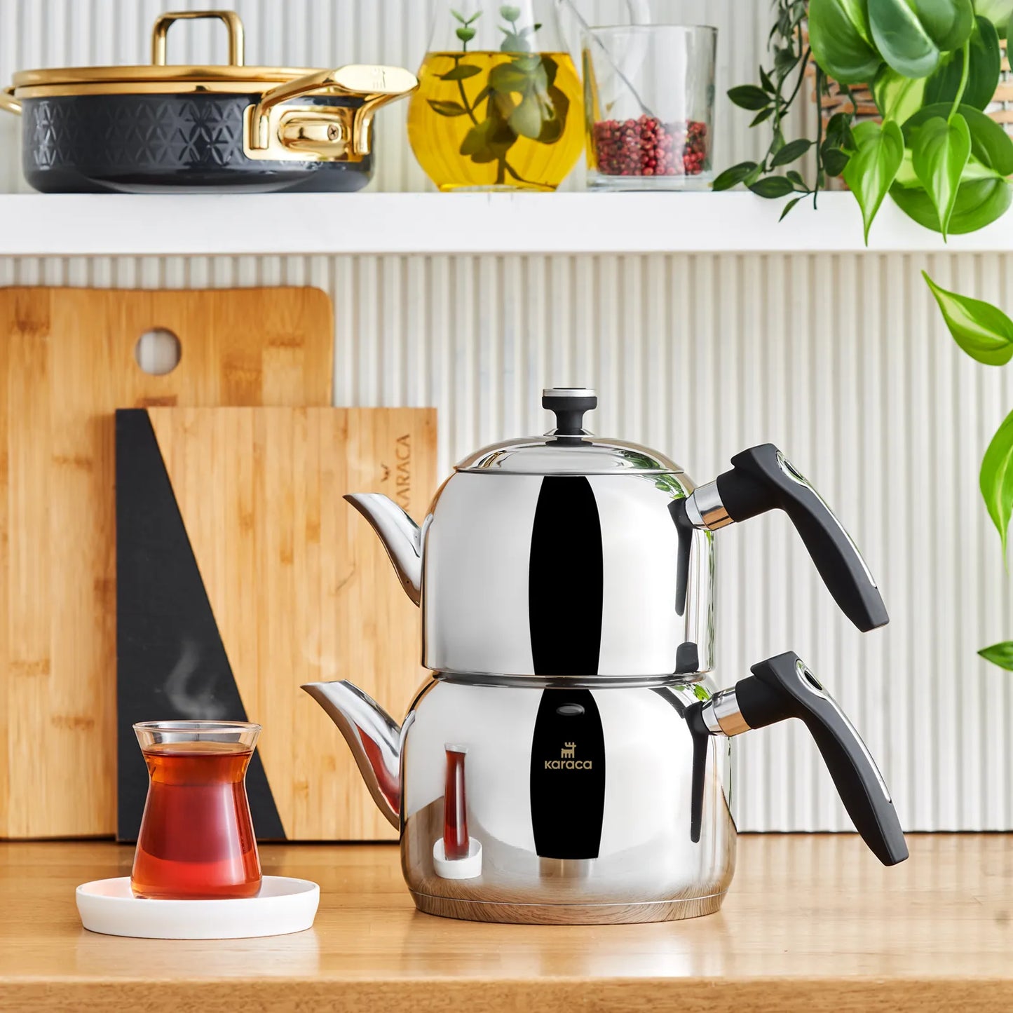 KARACA ASIYE CAYDANLIK TAKIMI MINI SIYAH Teapot Set Mini Black
