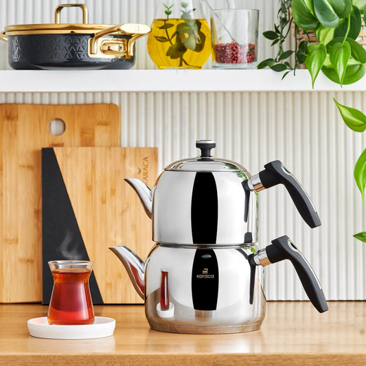 KARACA CISE CAYDANLIK TAKIMI MINI SIYAH Teapot Set Mini Black