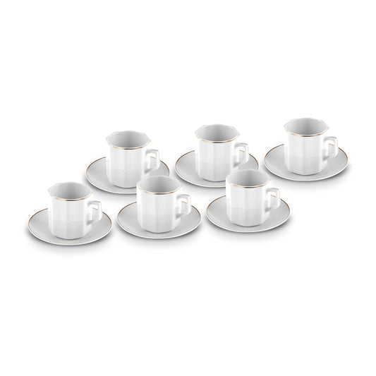 KARACA VEZİR 80 ML 6 KİŞİLİK KAHVE SETI COFFEE SET BEYAZ WHITE