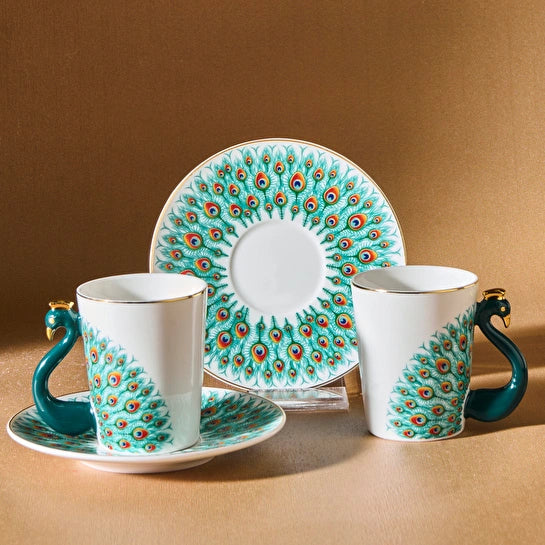 KARACA PEACOCK 2 KISILIK KAHVE SETI Coffee Set for 2