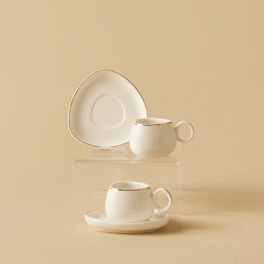 KARACA STREAMLINE TRIBE 2 KISILIK KAHVE SETI COFFEE SET BEYAZ GOLD