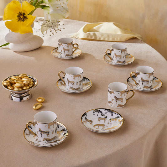 KARACA ZEBRA GOLD 6 KISILIK KAHVE FINCANI TAKIMI Coffee Cup Set for 6 People