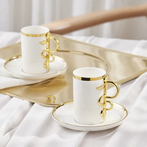 KARACA SAHMERAN BEYAZ 2 KISILIK KAHVE FINCANI BEYAZ Coffee Cup Set 2 Person White