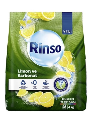 RINSO MATIK LIMON KARBONAT BEYAZLAR Lemon and Baking Soda Laundry Powder for Whites 4kg