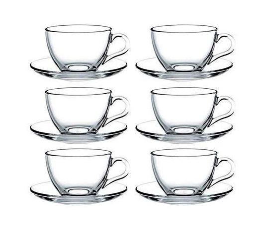 PASABAHÇE Basic Çay Fincanı 6'lı Set CAM KUPA VE TABAK SETI 6LI