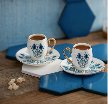 KARACA Coffee Cups for 6 IZNIK 6 KISILIK KAHVE BARDAGI