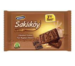 ULKER SAKLIKOY BISCUITS W/CHOCOLATE CREAM - PACK OF 3