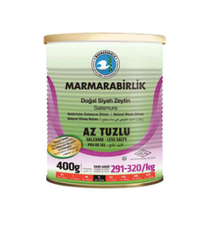 MARMARABIRLIK Black Olives with Less Salt AZ TUZLU SIYAH ZEYTIN