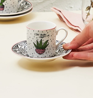 KARACA 6 Kişilik Kaktüs Kahve Fincanı Seti CACTUS COFFEE CUPS SET OF 6