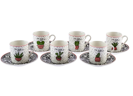 KARACA 6 Kişilik Kaktüs Kahve Fincanı Seti CACTUS KAHVE FİNCANI 6'LI SET
