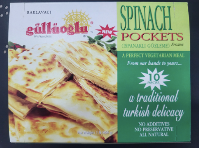 GULLUOGLU Ispanak ve Peynirli Cepler PEYNIRLI ISPANAKLI GÖZLEME 500g 10 küçük parça