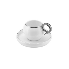 KARACA VENUS PLATIN GRI 2 KISILIK KAHVE FINCANI Grey Turkish Coffee Cup Set 2pcs 135ml