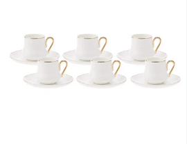 KARACA HELIOS 6 KISILIK KAHVE FINCANI - BEYAZ Coffee Cups Set of 6 White