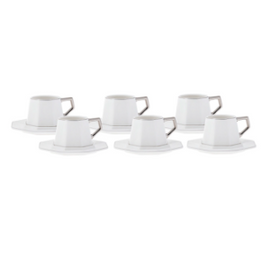 KARACA STREAMLINE ZEHER 6 KISILIK KAHVE FINCANI BEYAZ Coffee Cups of 6 White