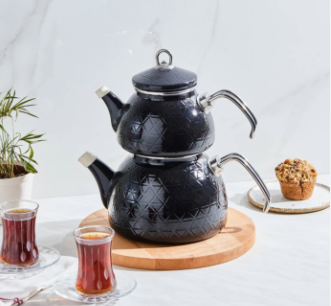 KARACA KRISTAL EMAYE CAYDANLIK SIYAH- Black Teapot