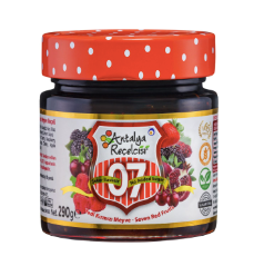 ANTALYA RECELCISI SEKER ILAVESIZ 7 KIRMIZI MEYVE RECELI Sugar-Free 7 Red Fruits Jam 290g