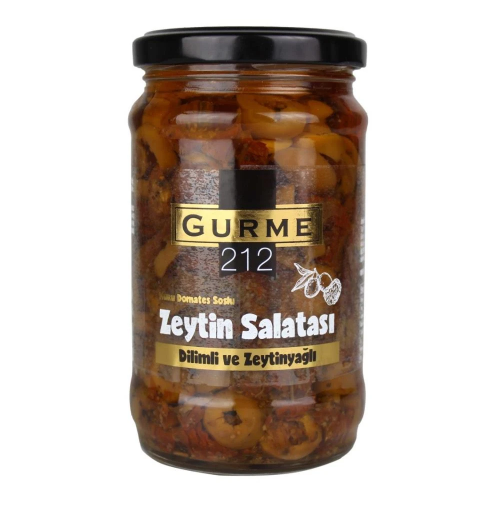 GURME 212 KURU DOMATESLI YESIL ZEYTIN Green Olives With SUN Dried Tomatoes 280g