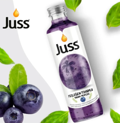 JUSS FESLEGEN TOHUMLU MEYVE SUYU KARISIK KOLI 250ML- Blueberry Flavour